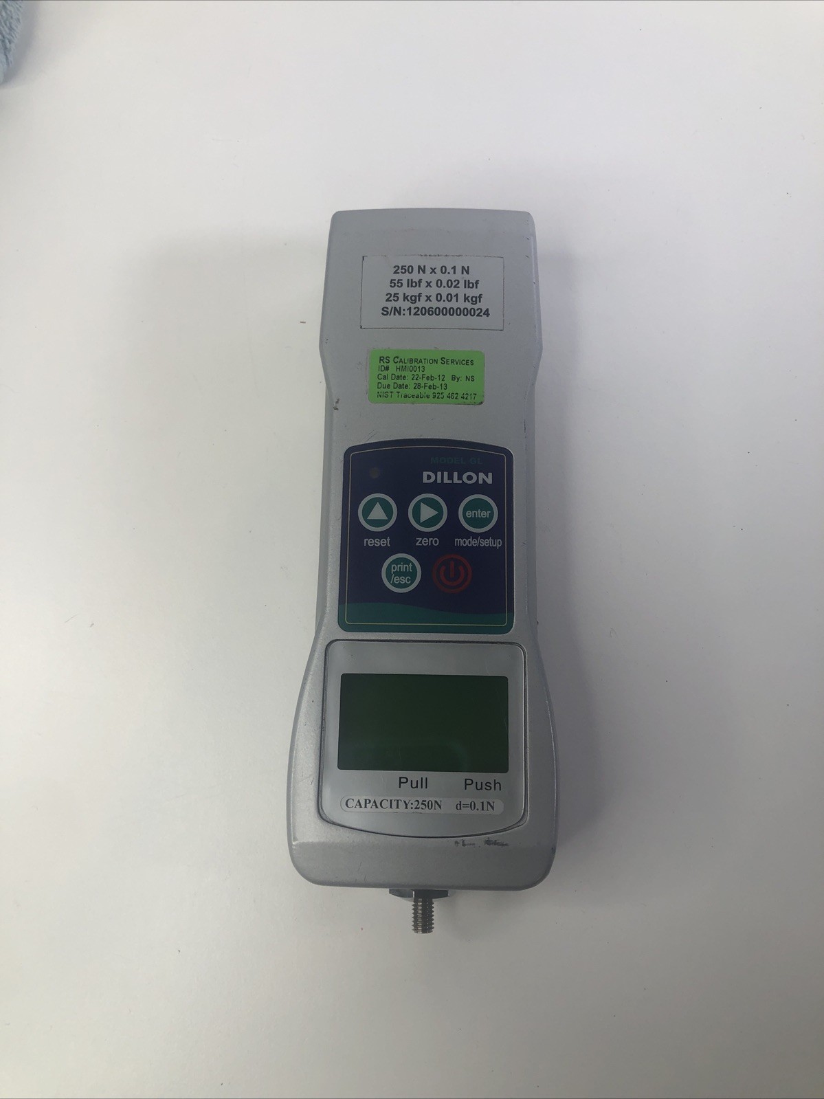 Dillon Model GL Digital Force Gauge Balance Calibrated RS-2302C