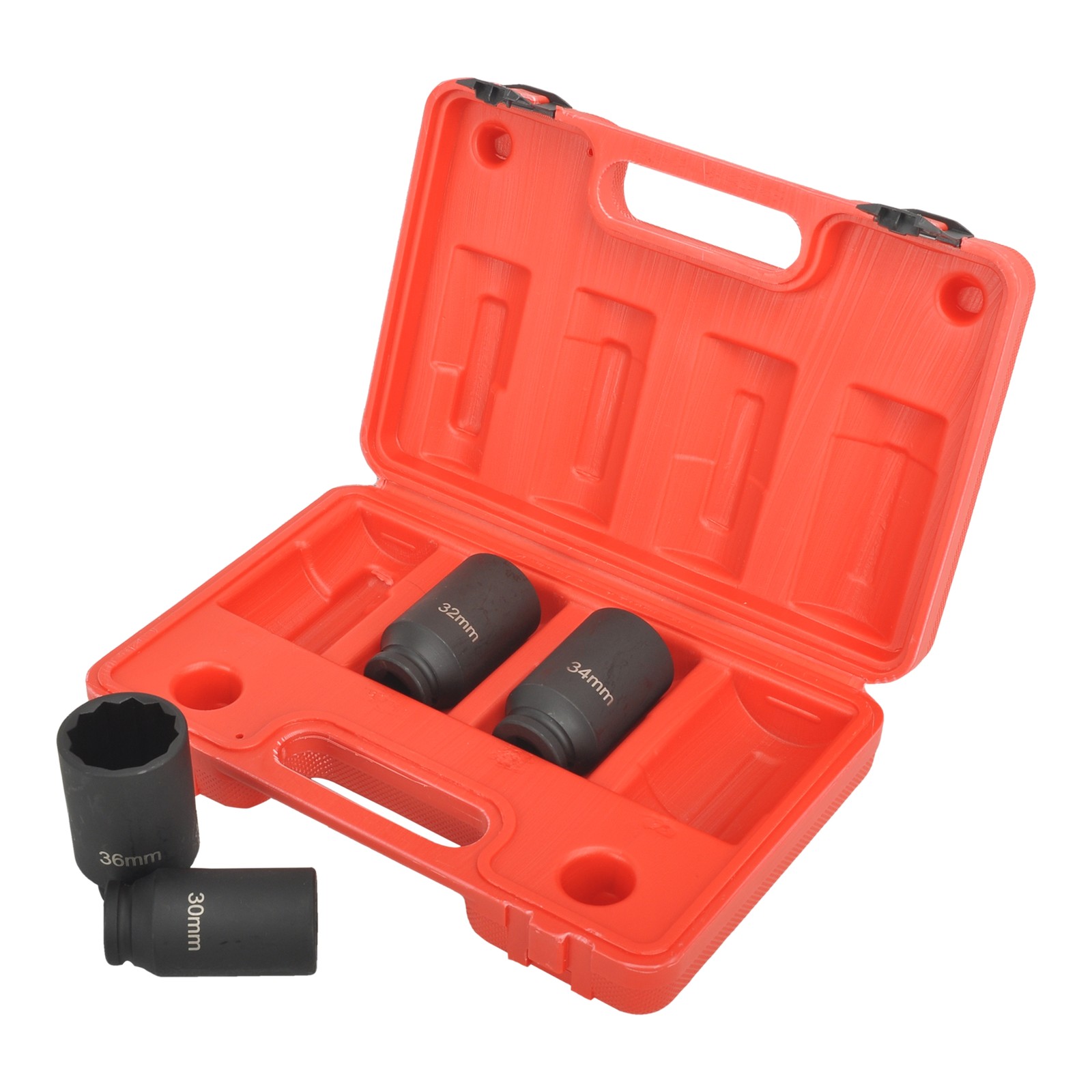 1/2" Drive 12 Point 4PCS Deep Axle Nut Impact Socket Set 30mm 32mm 34mm 36mm