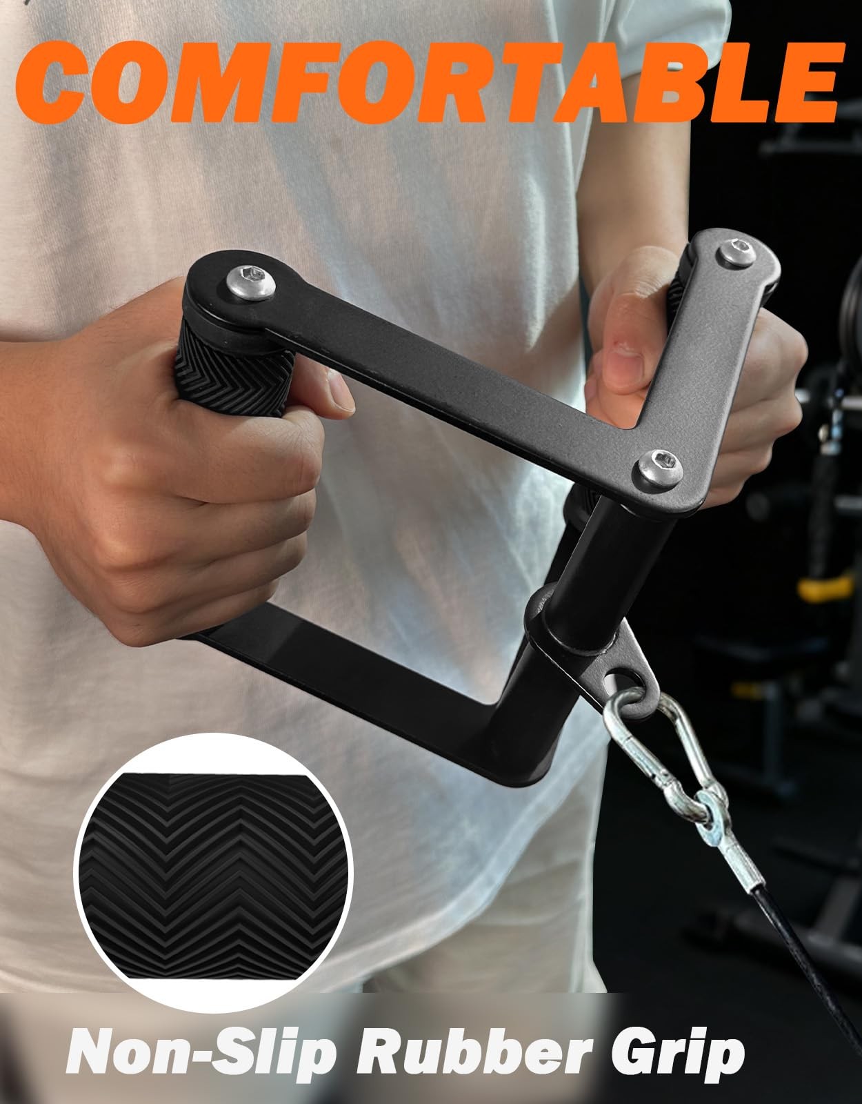 Double D Row Handle Cable Attachments for Gym, Non-Slip V Bar Attachment for ...