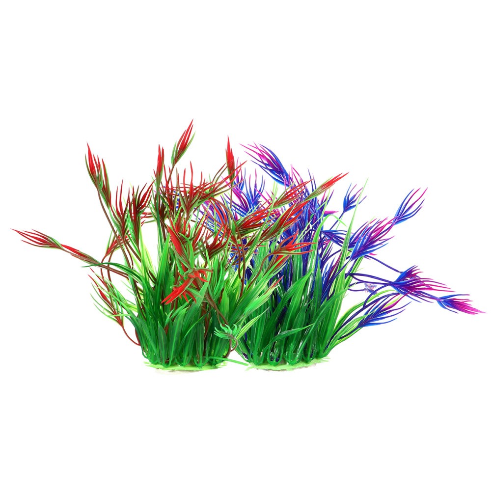 2 Pcs Tank Landscape Grass Artificial Plants for Aquarium Aquatic Fake