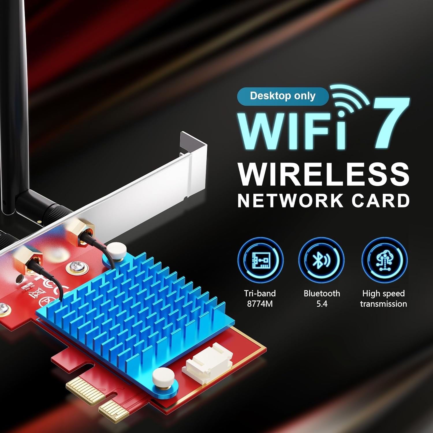 Intel PCIe Network Card WiFi-7 BE200 Desktop WiFi Bluetooth 5.4 Network Adapter