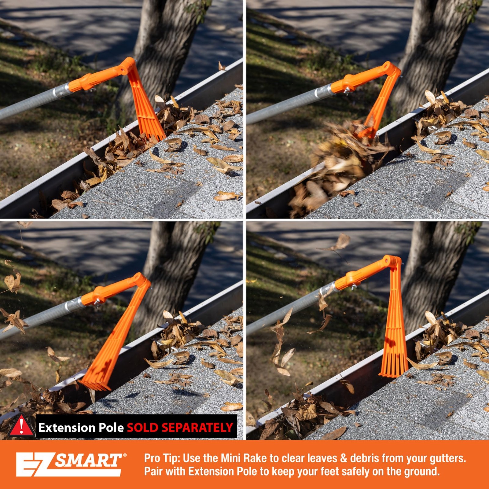 Mini Rake Head Gutter Rake Tool for Removing Leaves & Debris from Roofs, Gutt...