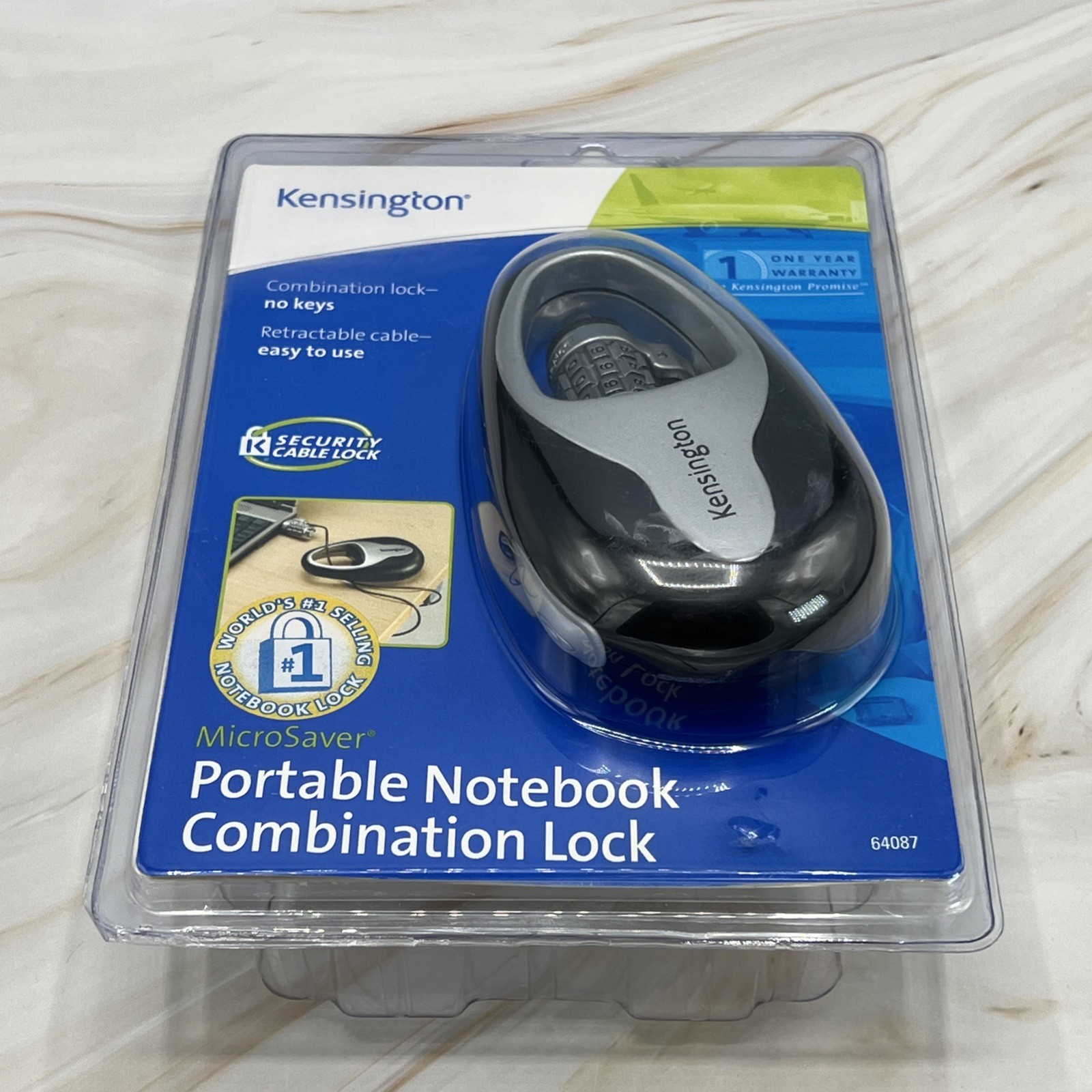 Kensington Portable Notebook Combination Lock Retractable Cable