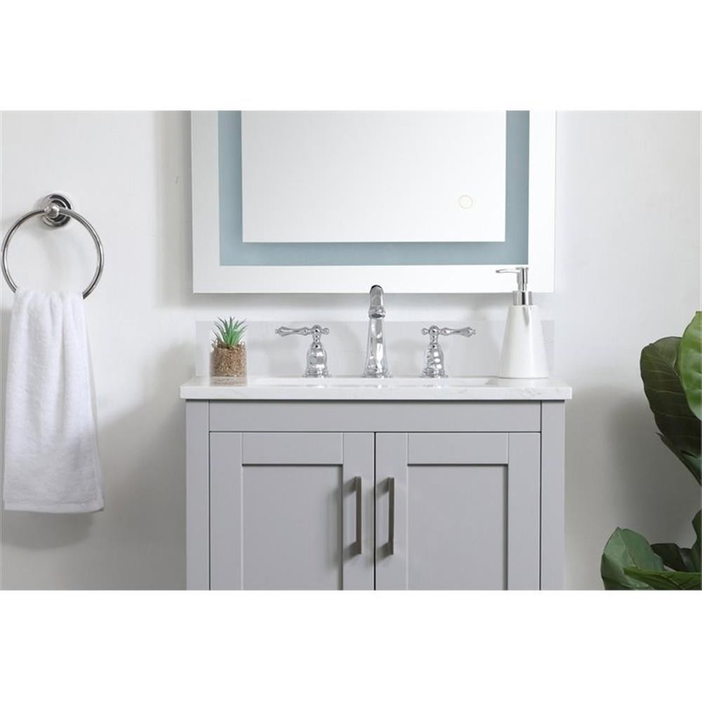 Pemberly Row 24" Traditional Quartz Backsplash in Calacatta White