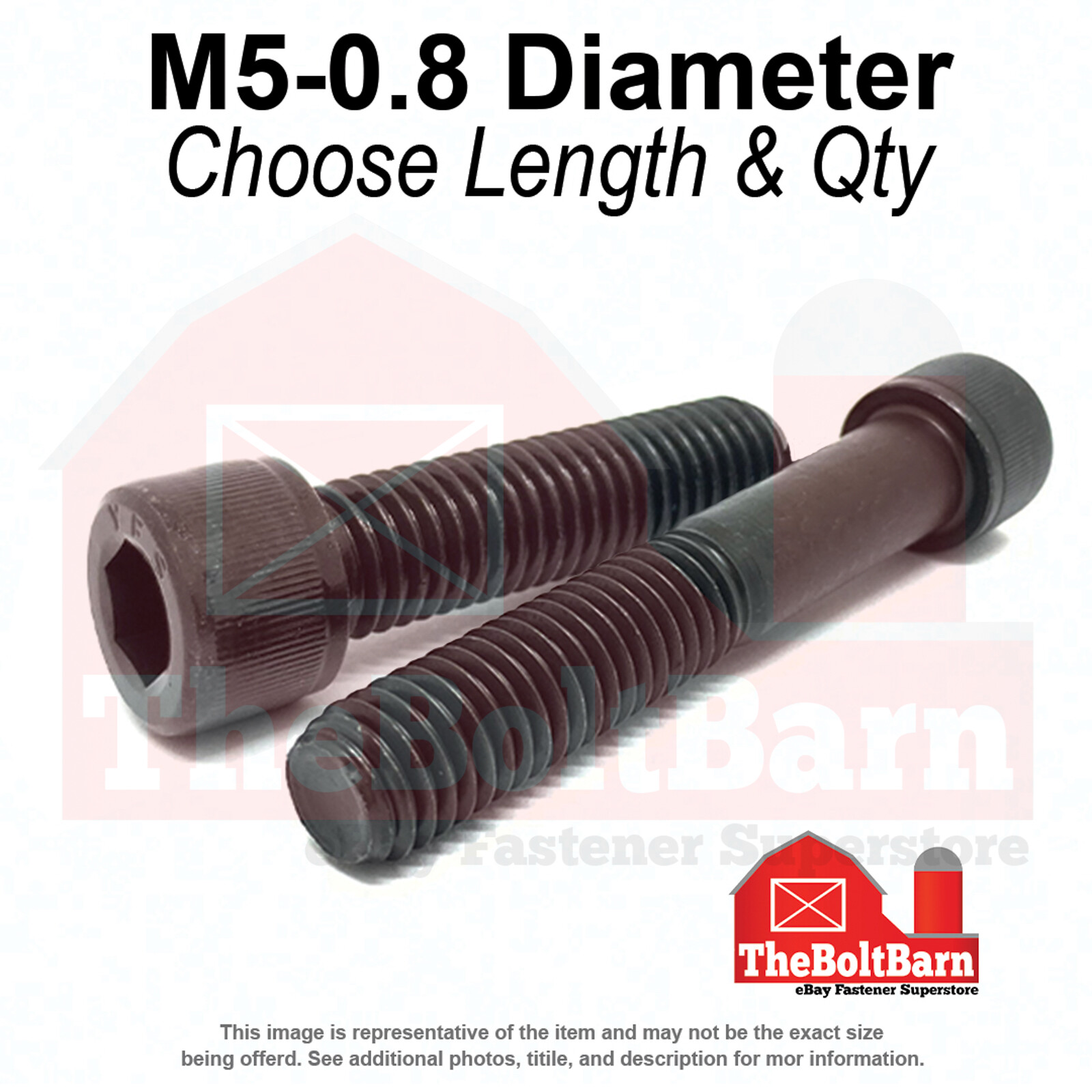 M5-0.8 Class 12.9 Coarse Socket Head Cap Screws Black Oxide(Choose Length & Qty)