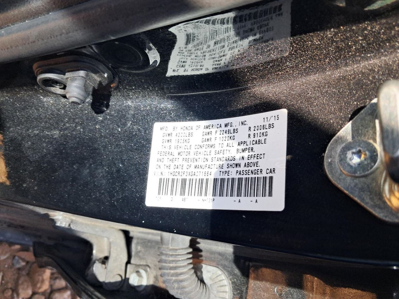 ACCORD 2016 Glove Box 4837186