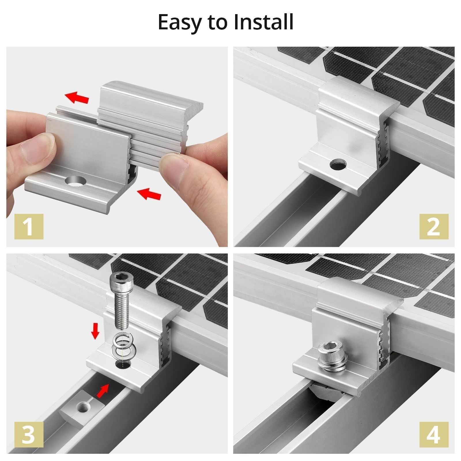 Solar Panel Mounting Brackets 30-50mm Adjustable, 10pcs Aluminum Solar Panel ...