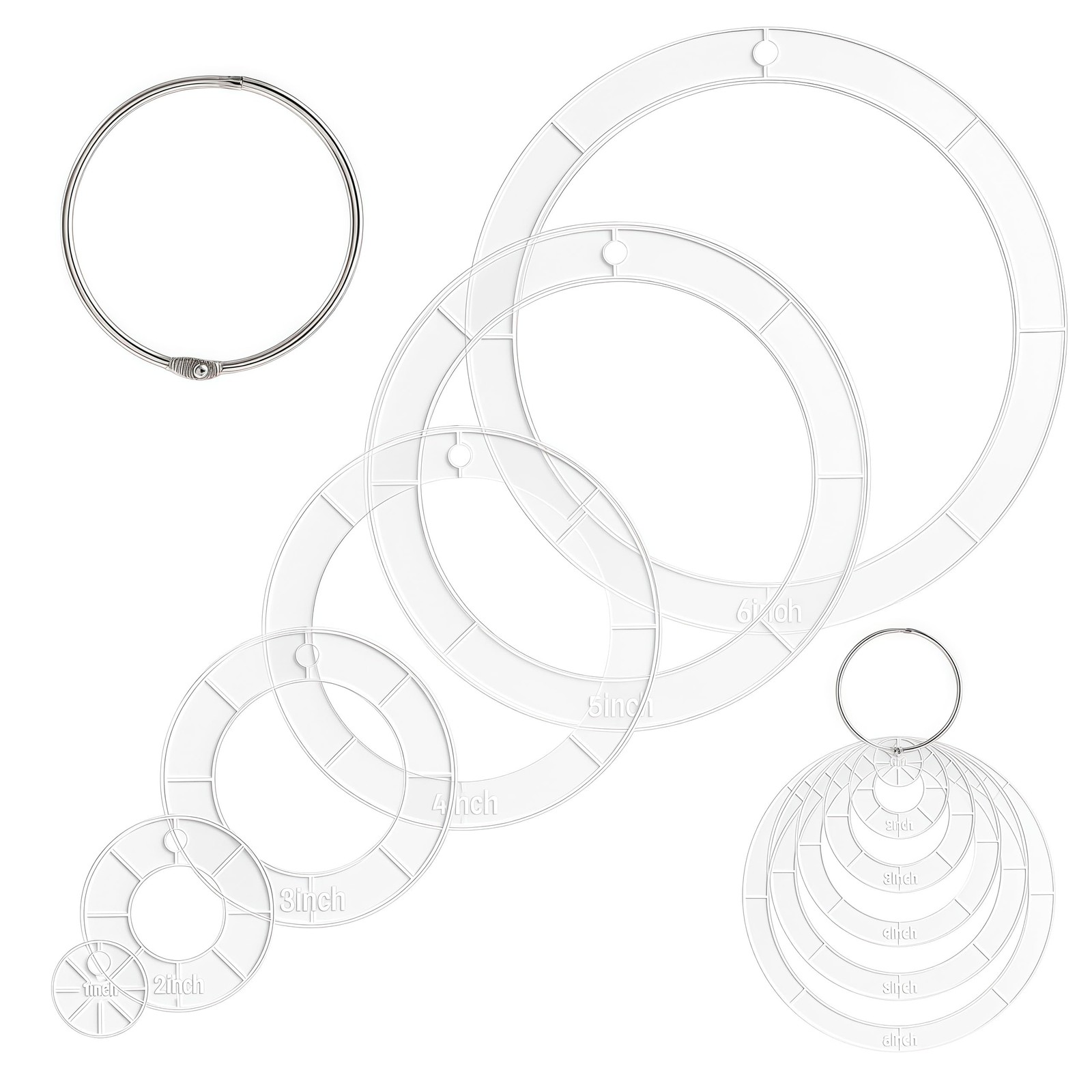 6 Pcs Circle Quilting Acrylic Template Set, 1/2/3/4/5/6 Inch Diameter Round S...