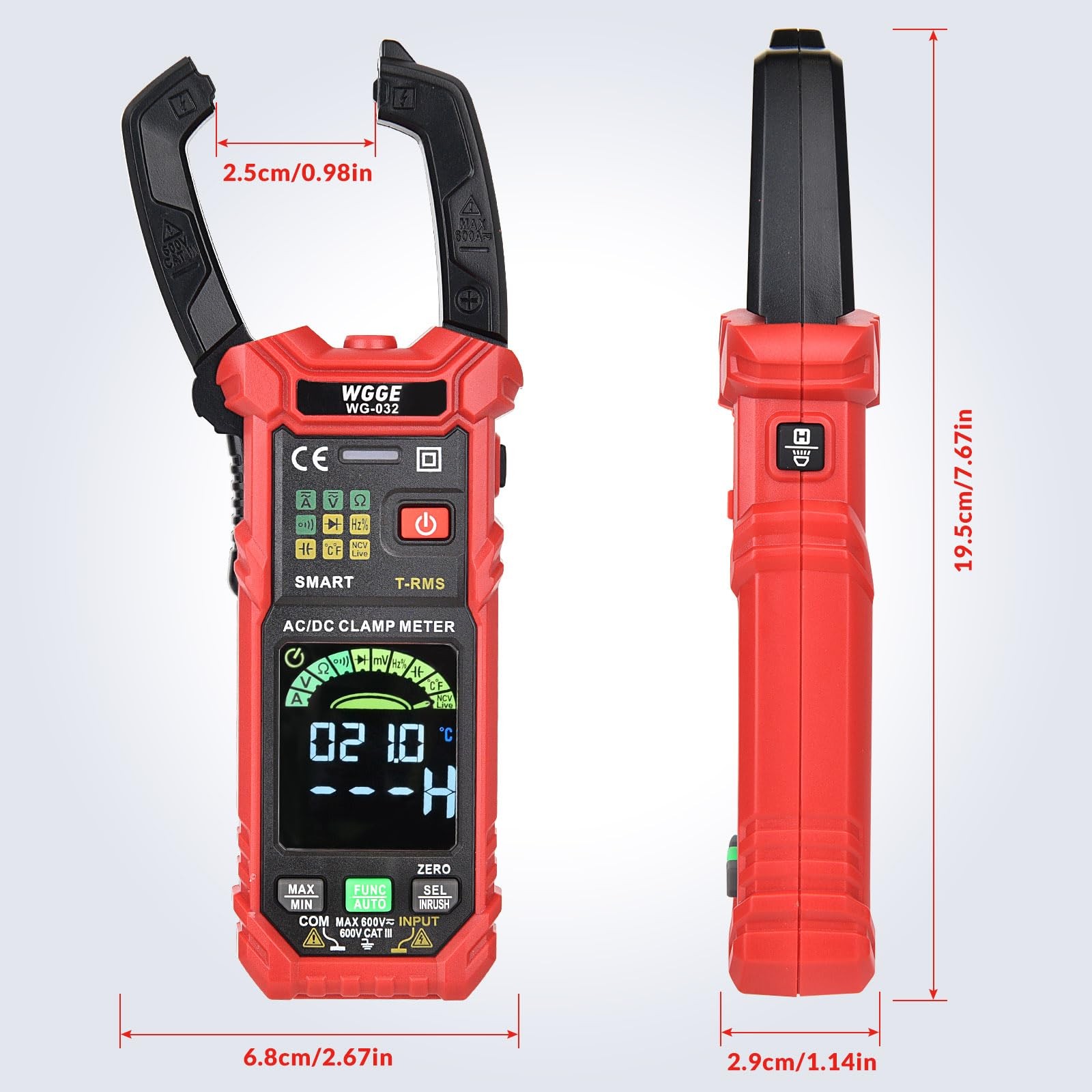 WGGE WG032 Smart Digital Clamp Meter 6000 Counts TRMS multimeter AutoRanging ...