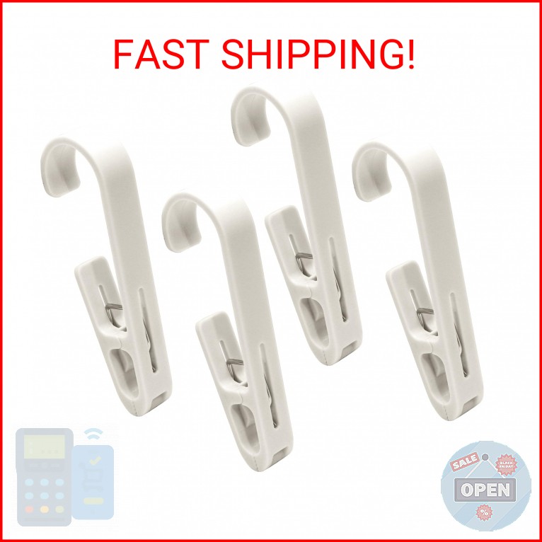 Uenhoy Large Laundry Hooks with Clips 4 Pcs Clothes Pins Heavy Duty, Closet Orga