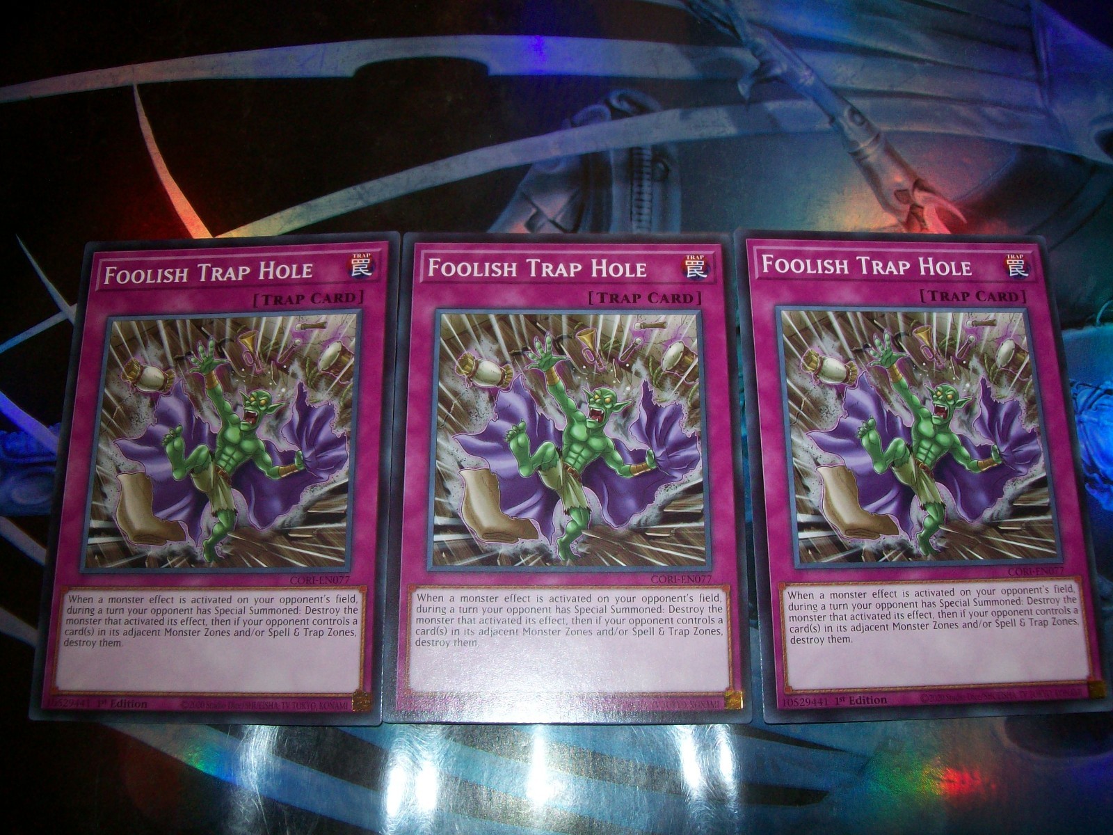3x Foolish Trap Hole 1st Edition Common CORI-EN077 Yu-Gi-Oh!