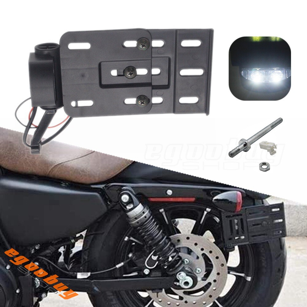 Folding LED Side Mount License Plate Holder For Harley Sportster XL 883 1200