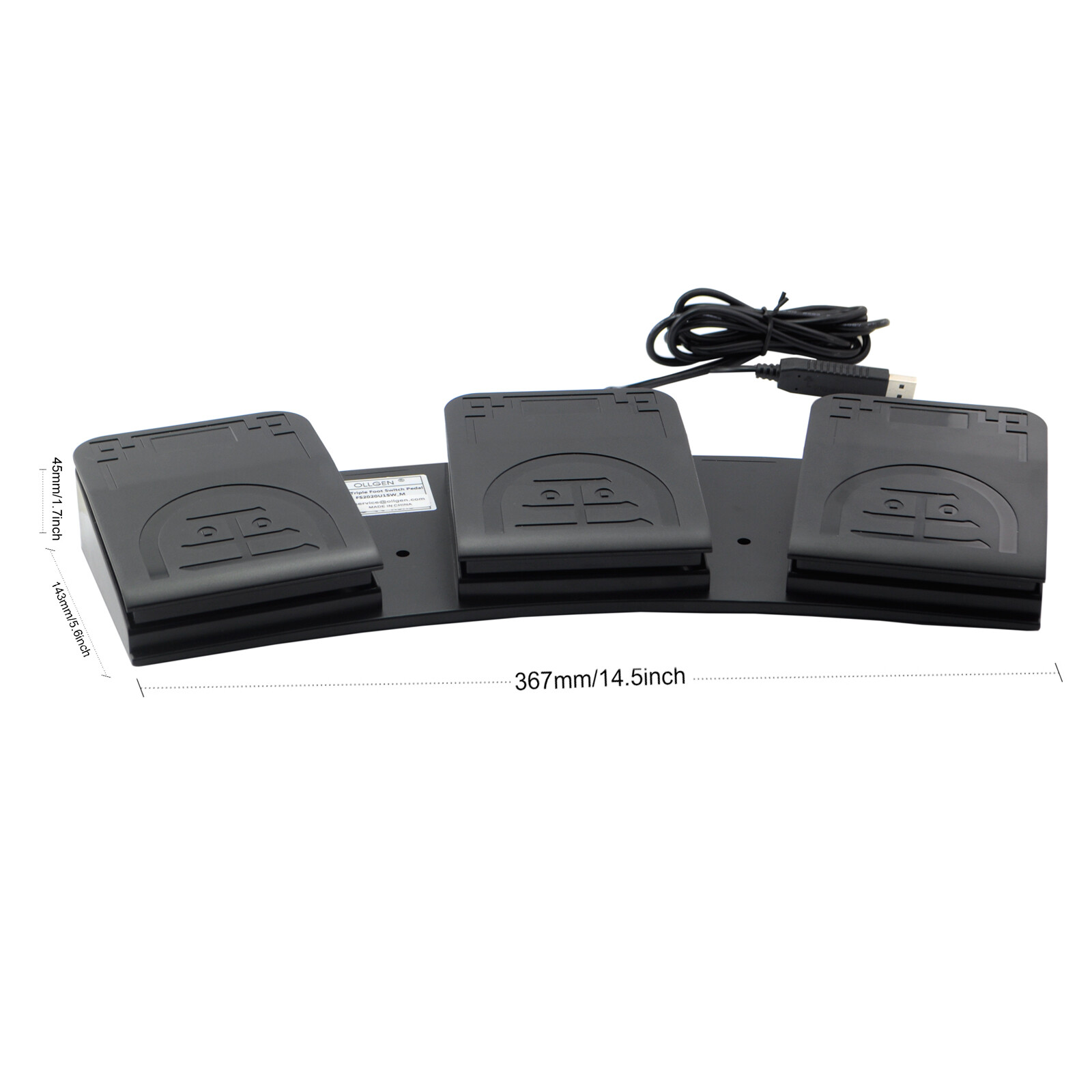 Triple USB Foot Pedal Gaming Control Programmable MIDI Macro Command Action HID