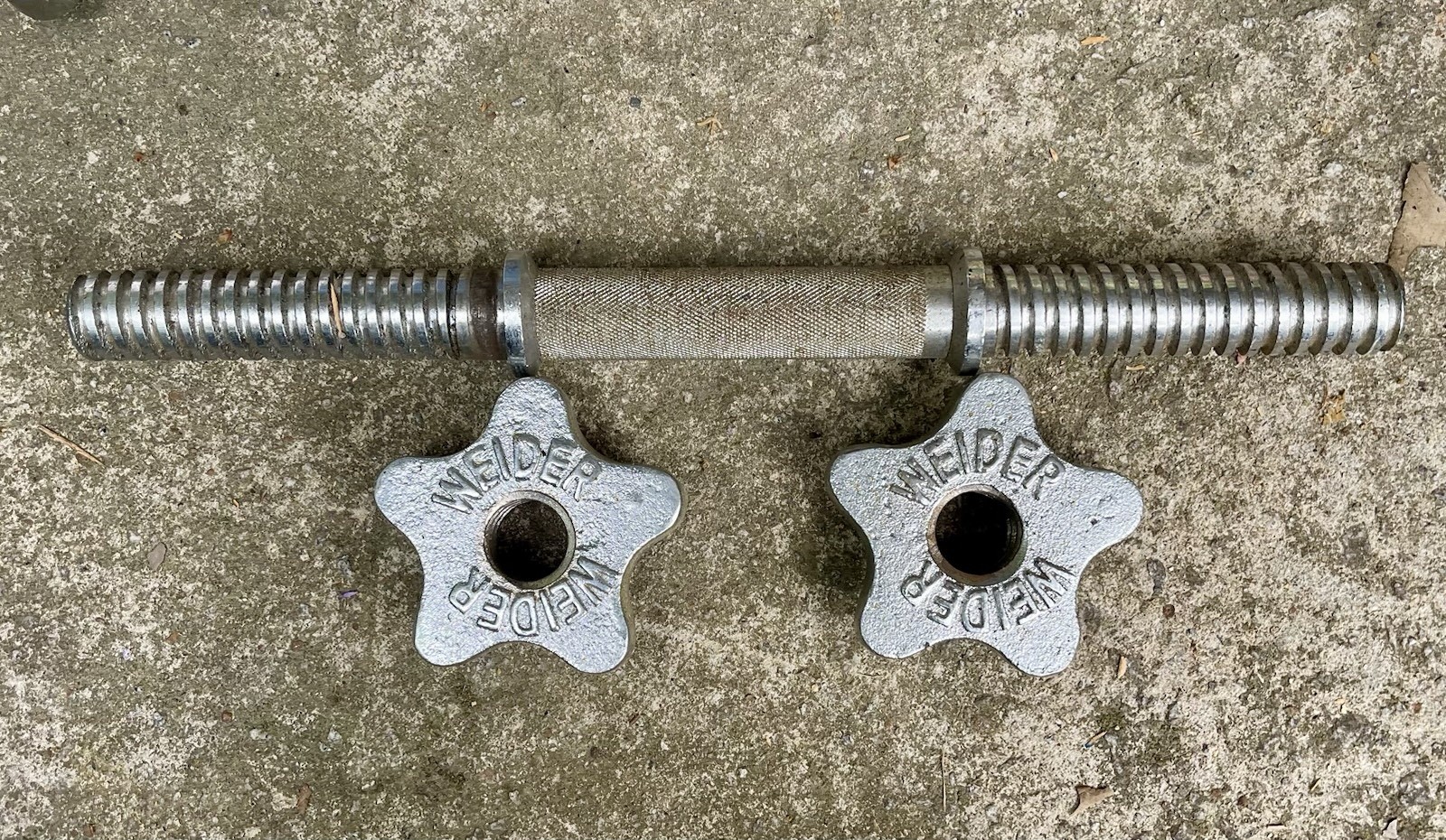 WEIDER Standard 1”x14” Chrome Dumbbell Handle Bar with Screw Collars