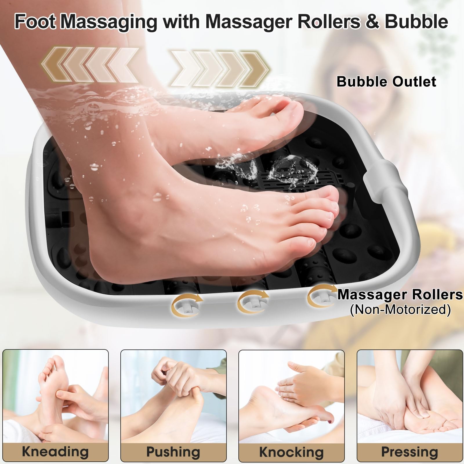Collapsible Foot Spa Bath Heat Massage Bubble Control Remote Pedicure Use