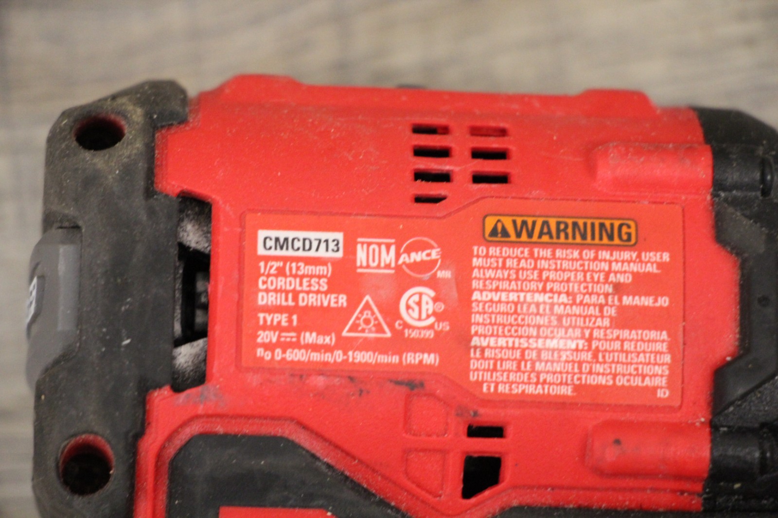 CRAFTSMAN CORDLESS DRILL CMCD713 TOOL ONLY
