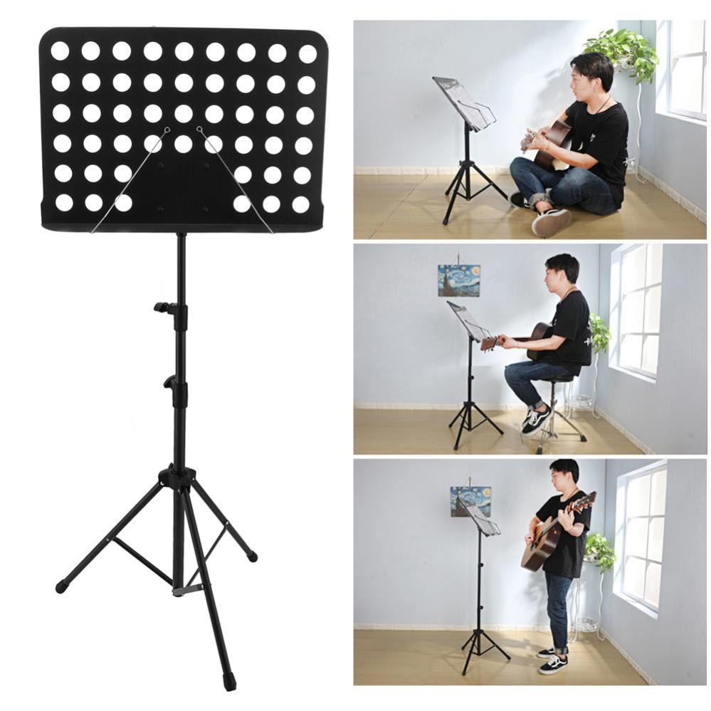 Black Foldable Height Adjustable Music Stand, 31.5-55.9 in, 360° Rotation