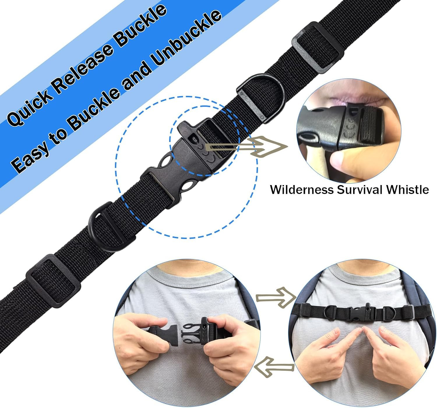 2 PCS Backpack Chest Strap Add On, Adjustable Sternum Straps for Backpacks
