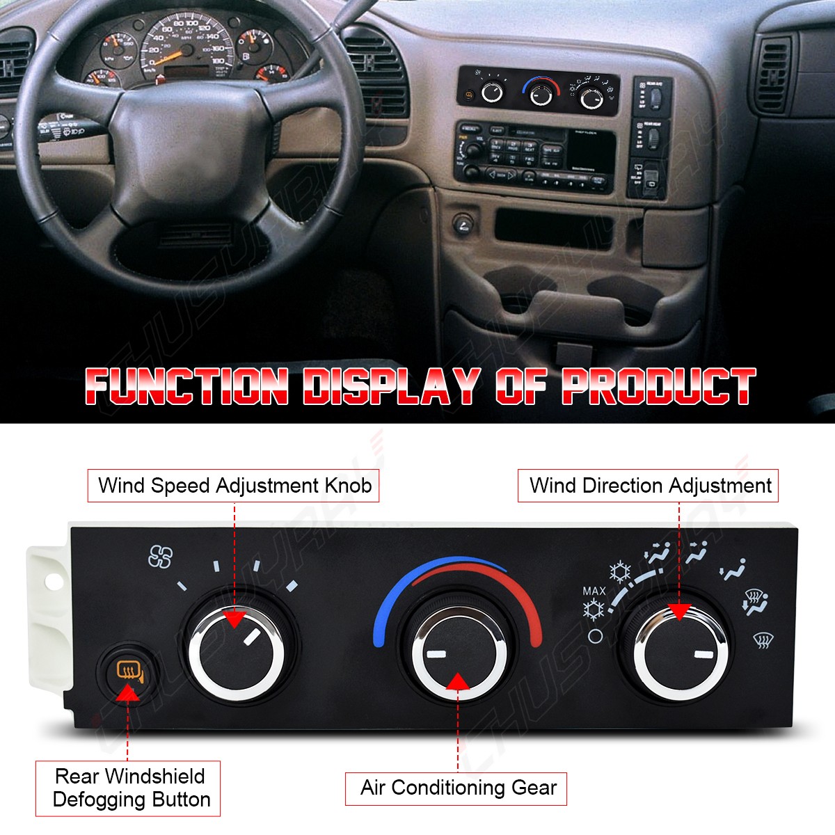 Front A/C Climate Control Module W/ Defogger Switch For Chevy Express GMC Savana
