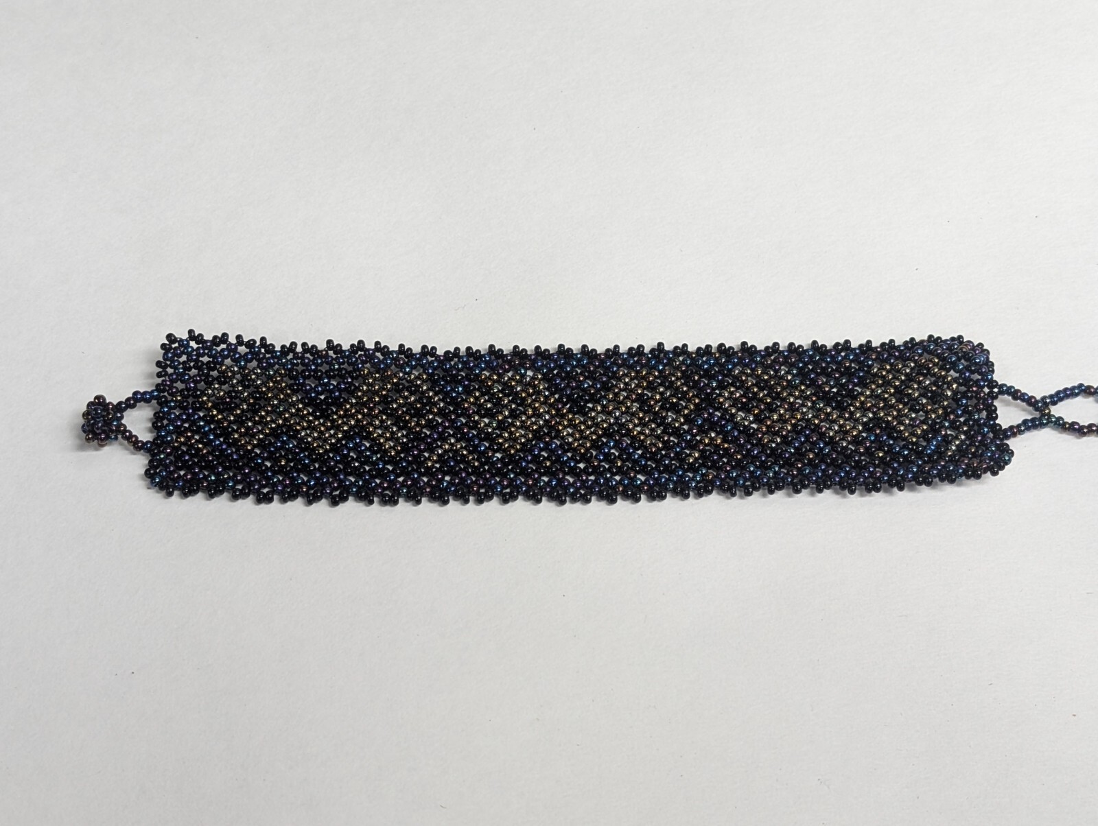 Vintage Hand Crafted Dark Blue Glass Bead Bracelet