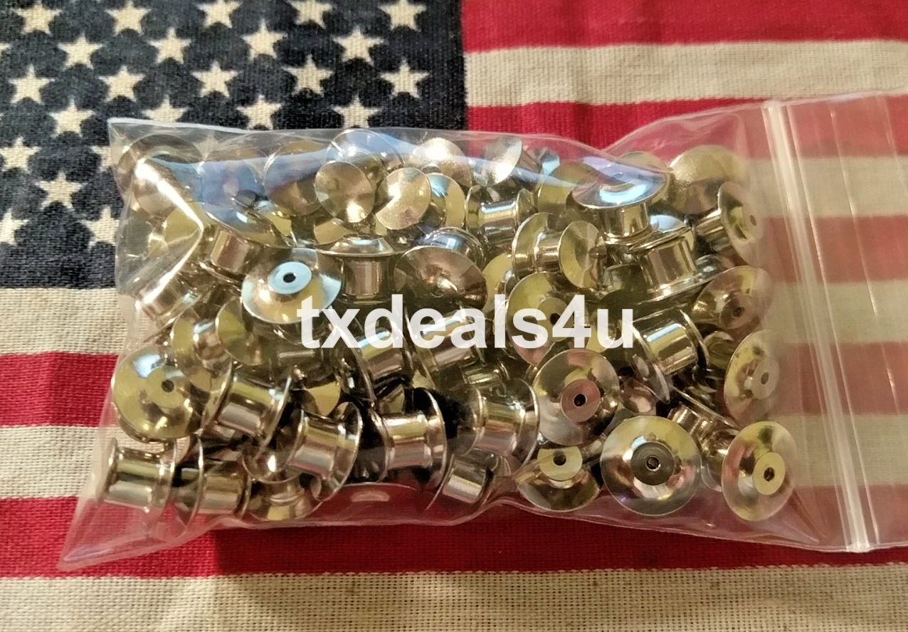 Qty 10-100 Locking Flathead Lapel Pin Back Clutch Clasp Fastener