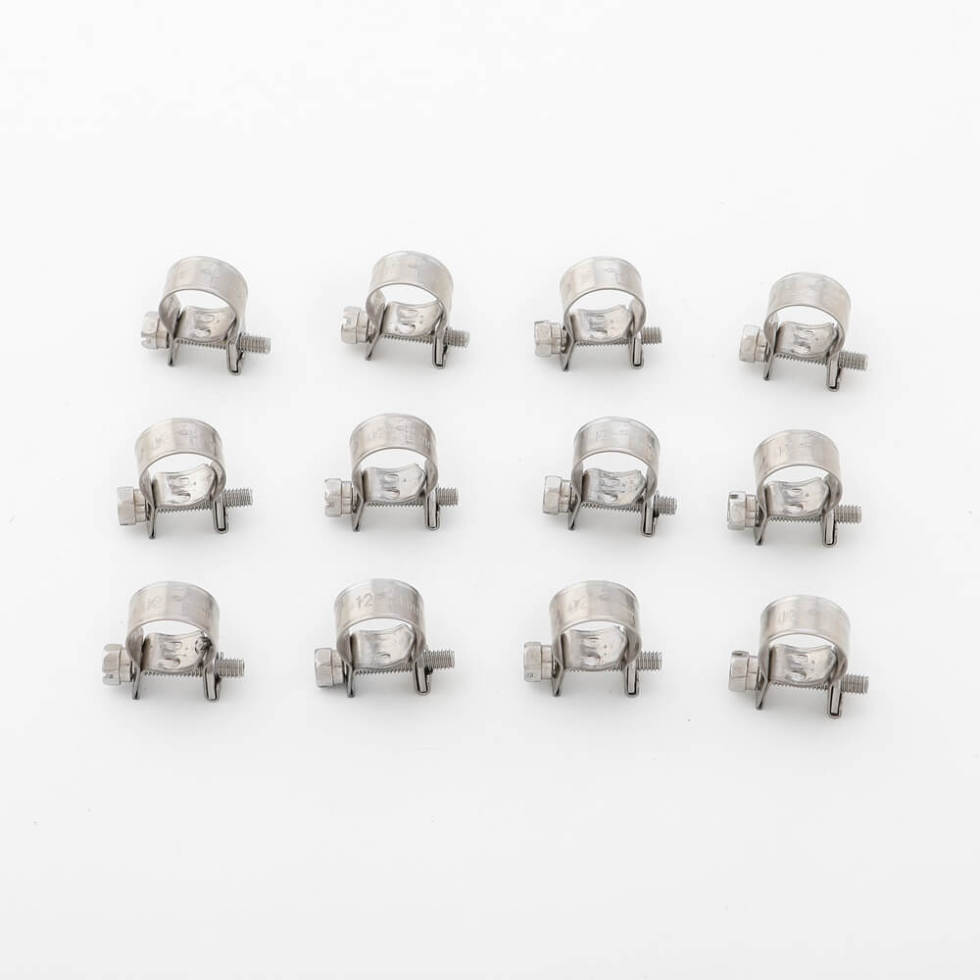 1 Dozen 12 pieces Premium Mini Clamps, 1/2" to 9/16", 304 Stainless Steel
