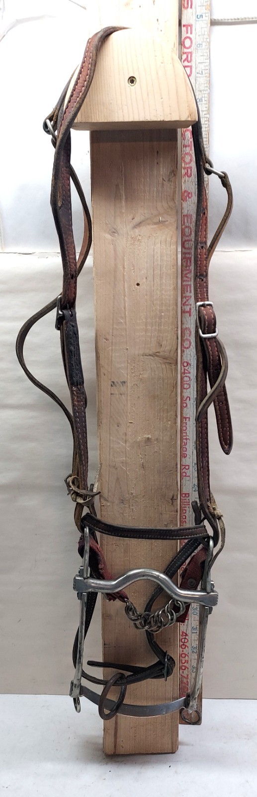 Sliester Medium Port Western Curb Bit W/ One Ear Leather Headstall 0626262