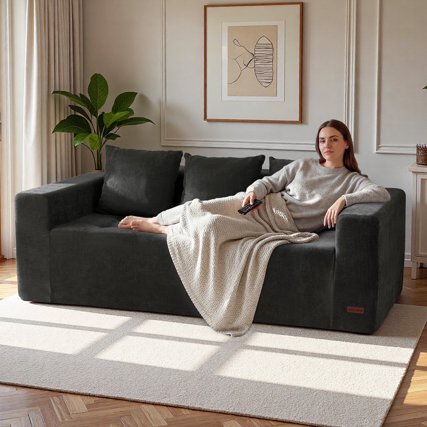 MAXYOYO Modular Sectional Sofa Couch, L Shaped Modern Cloud Couch with Ottoman