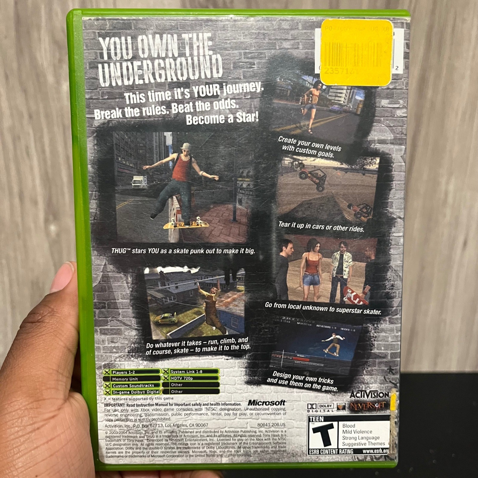 Tony Hawk's Underground Microsoft Xbox Original Case And Disc Tested Working