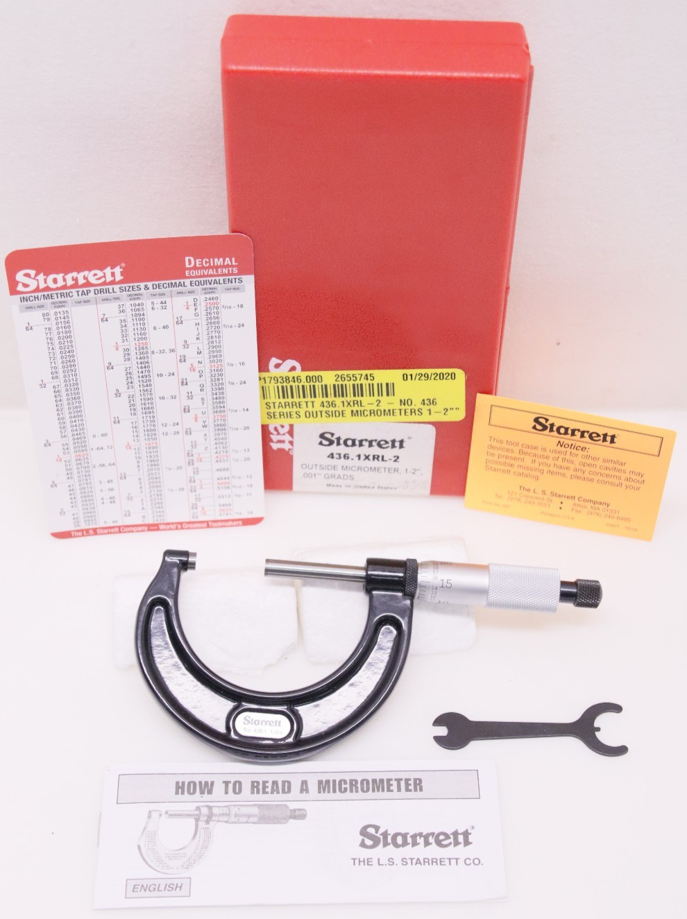 Starrett 436.1XRL-2 Outside Camouflage Finish Micrometer .0001" Grads In Case