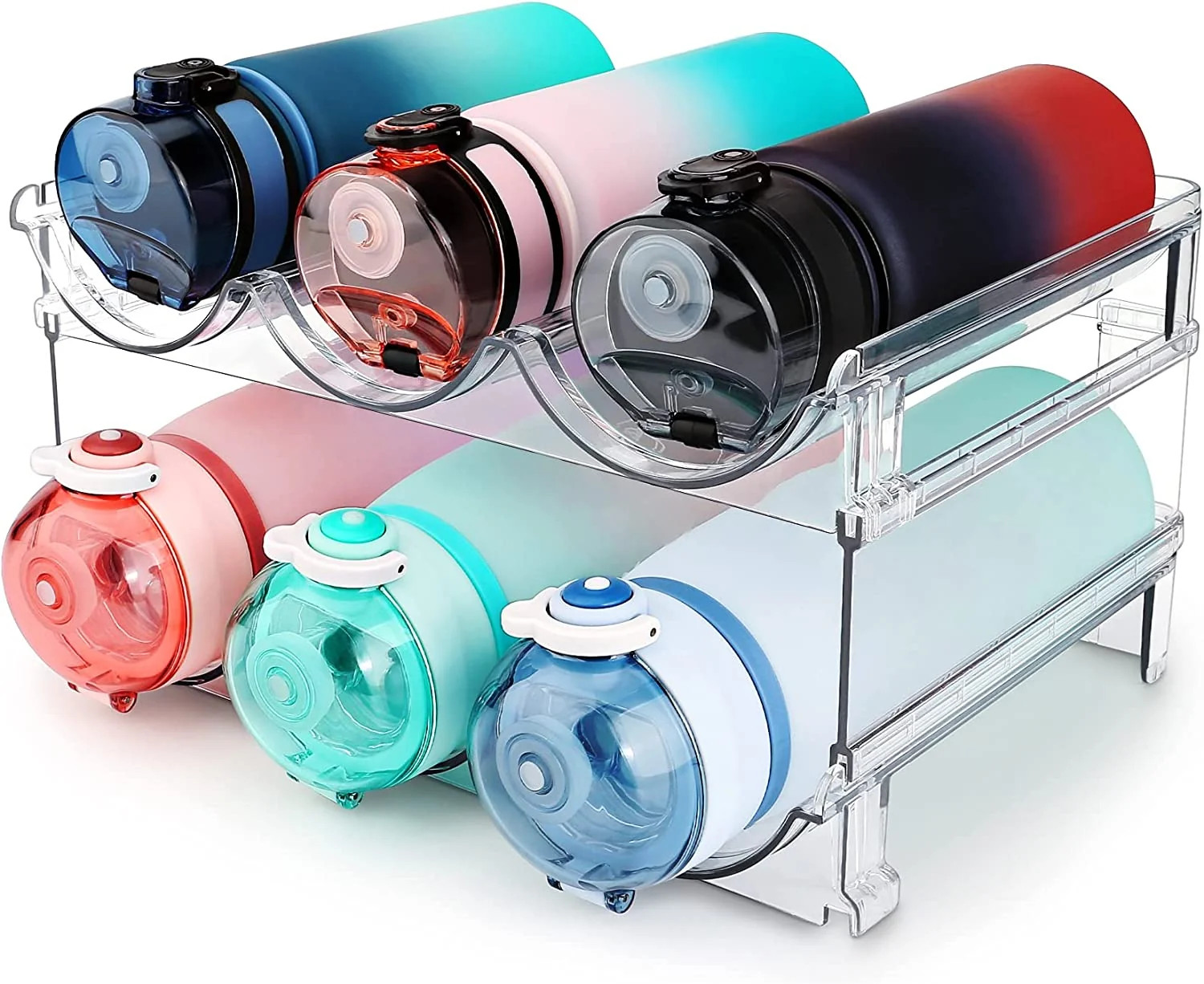 Water Bottle Organizer for Cabinet, Water Bottle Storage Organizer, 2 Packs