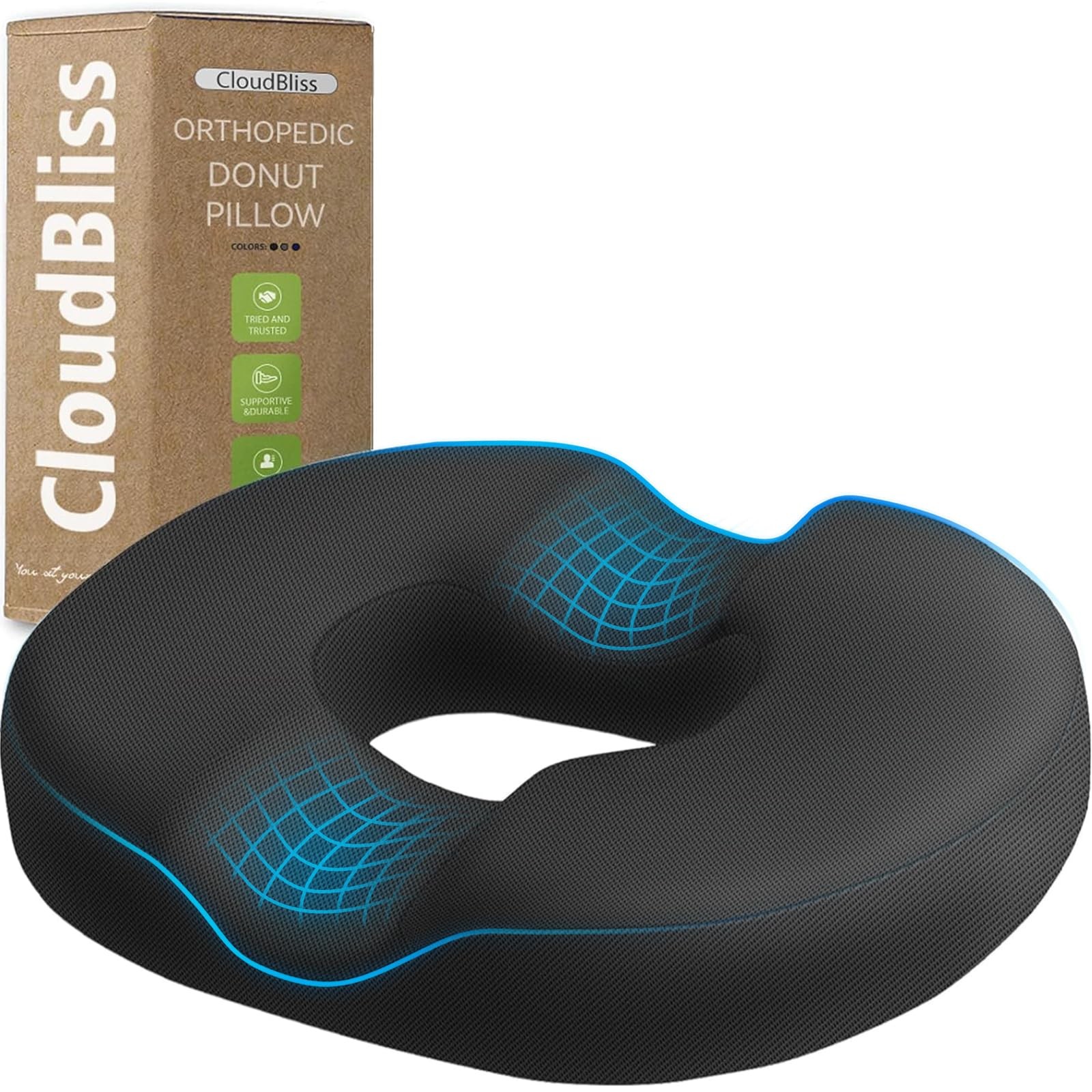 Donut Pillow Stadium Seat Cushion for Tailbone Pain Relief and Hemorrhoids, M...
