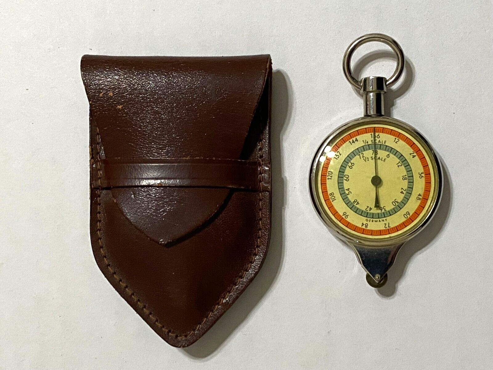 Map Measurer & Compass Made in Germany, with brown case, metric vintage