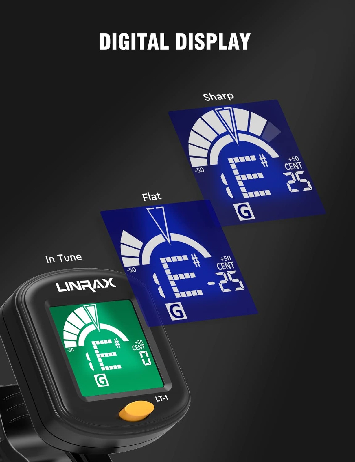 LT-1 Guitar Tuner, Clip On Tuner for Guitar Bass Ukulele Violin Viola Banjo M...