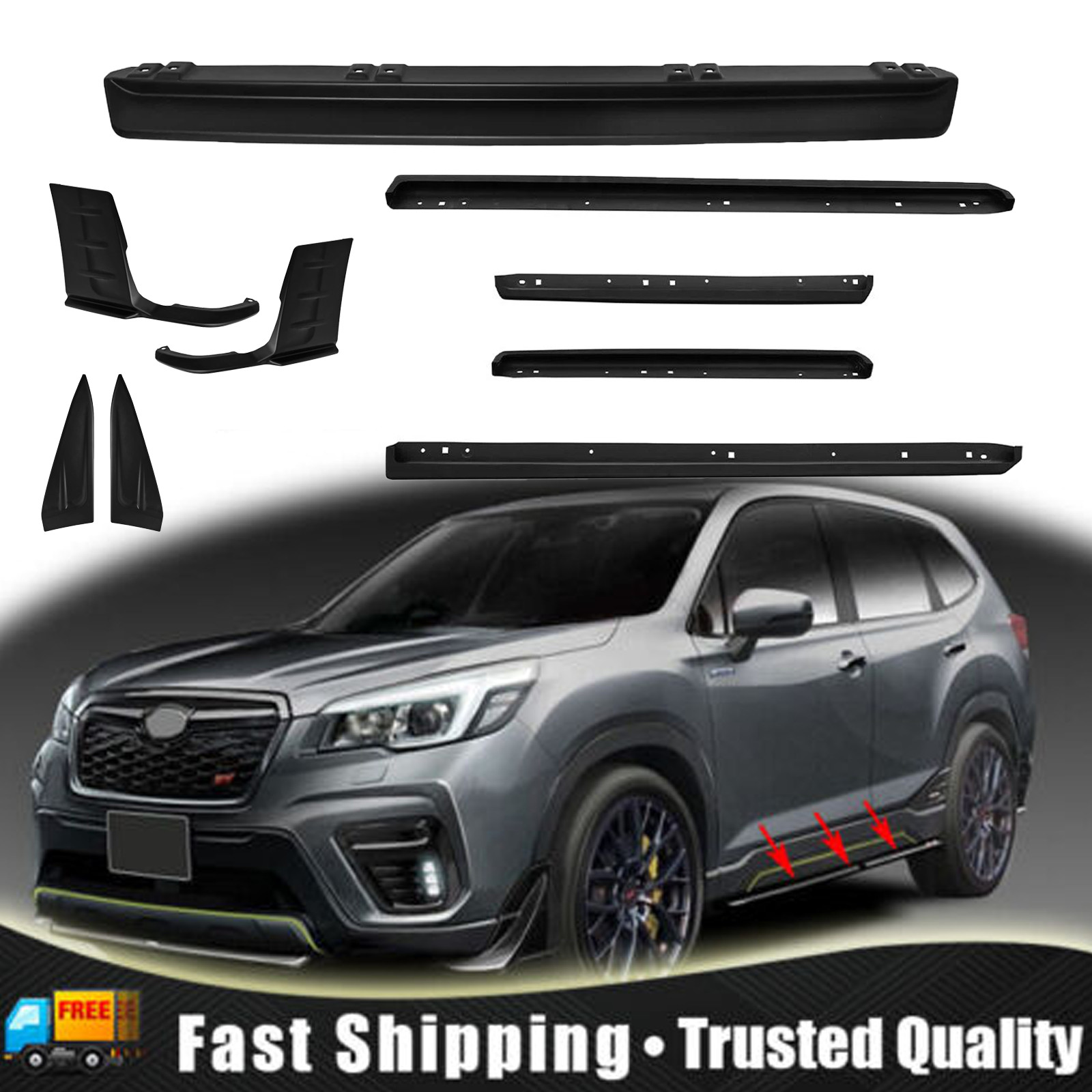 For 2019-2022 Subaru Forester SK STI Style Body Kit Side Spoiler Splitter lip