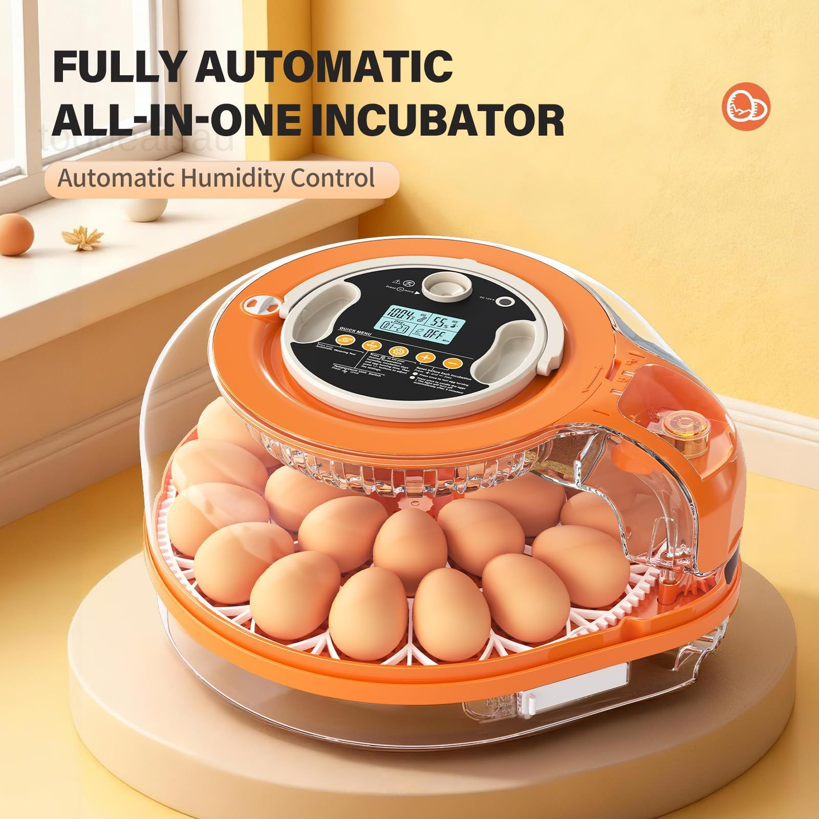 26 Incubators for Hatching Eggs Smart Voice Control 26 Eggs, Orange White
