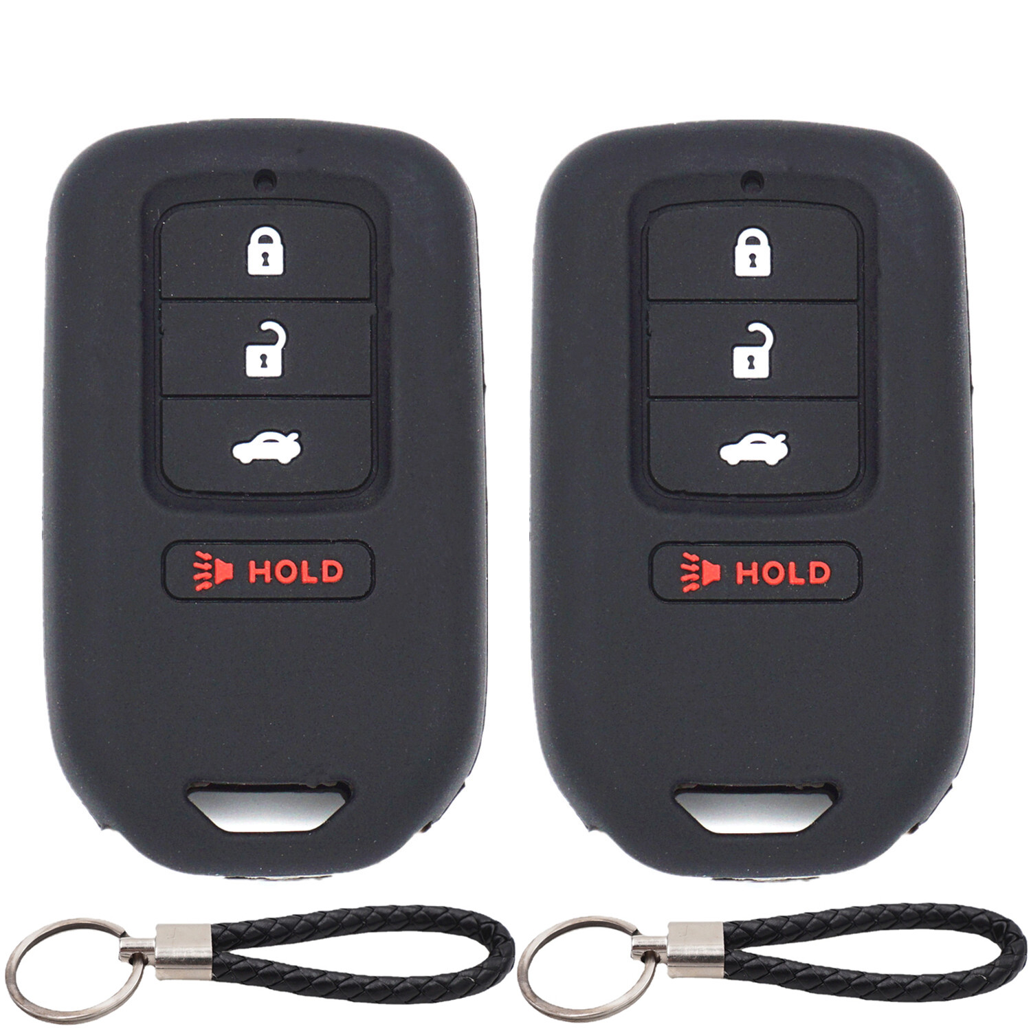 2Pcs 4 Buttons Silicone Key Fob Cover Keychain for Honda Accord CR-V CR-Z