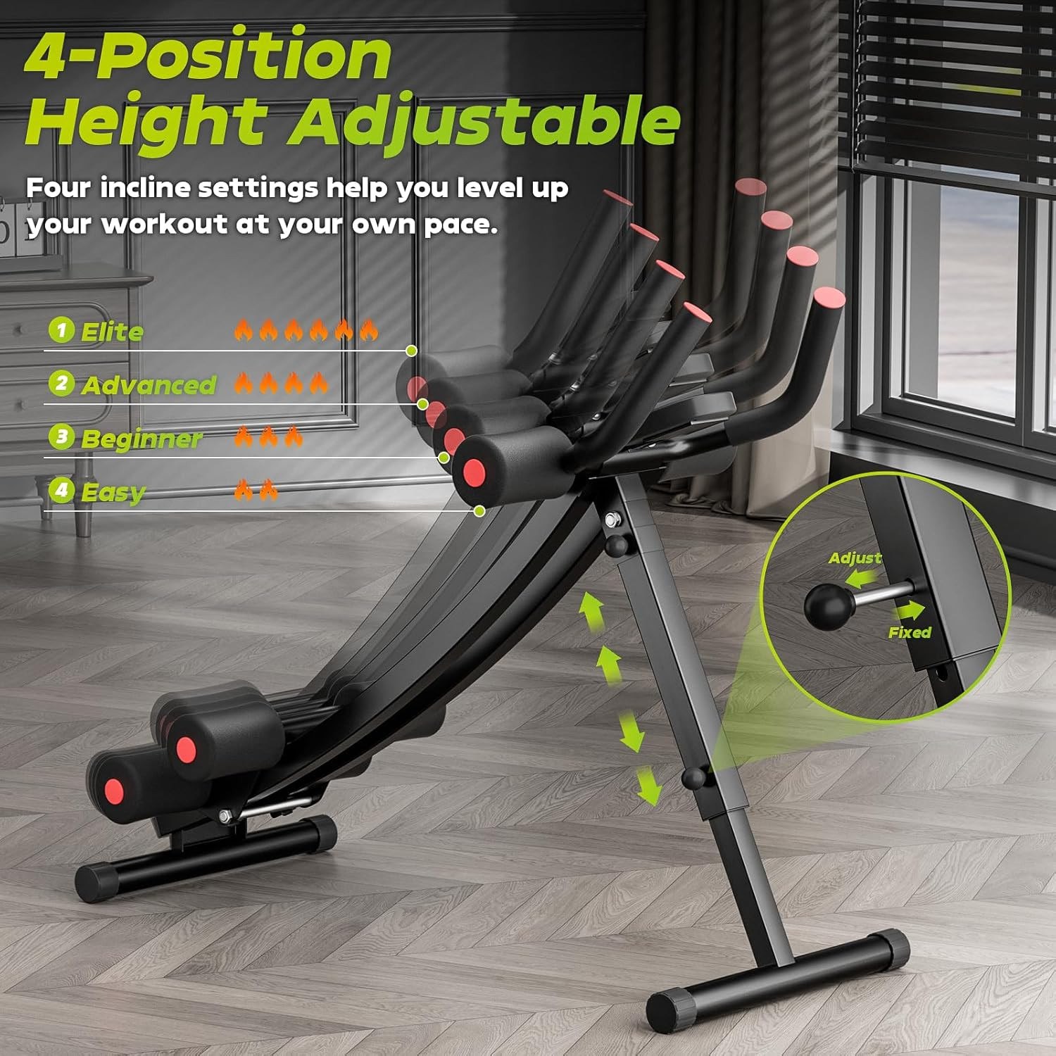 Dual-Track Ab Machine with 4 Adjustable Heights, Foldable Core & Abdominal Exerc