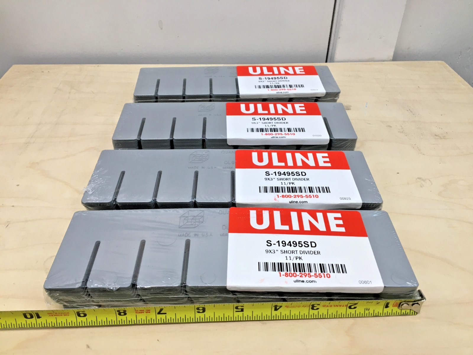 Quantum Storage 9x3 Short Bin Dividers, DL91035, 11/Pk, Uline S-19495SD, 4 packs