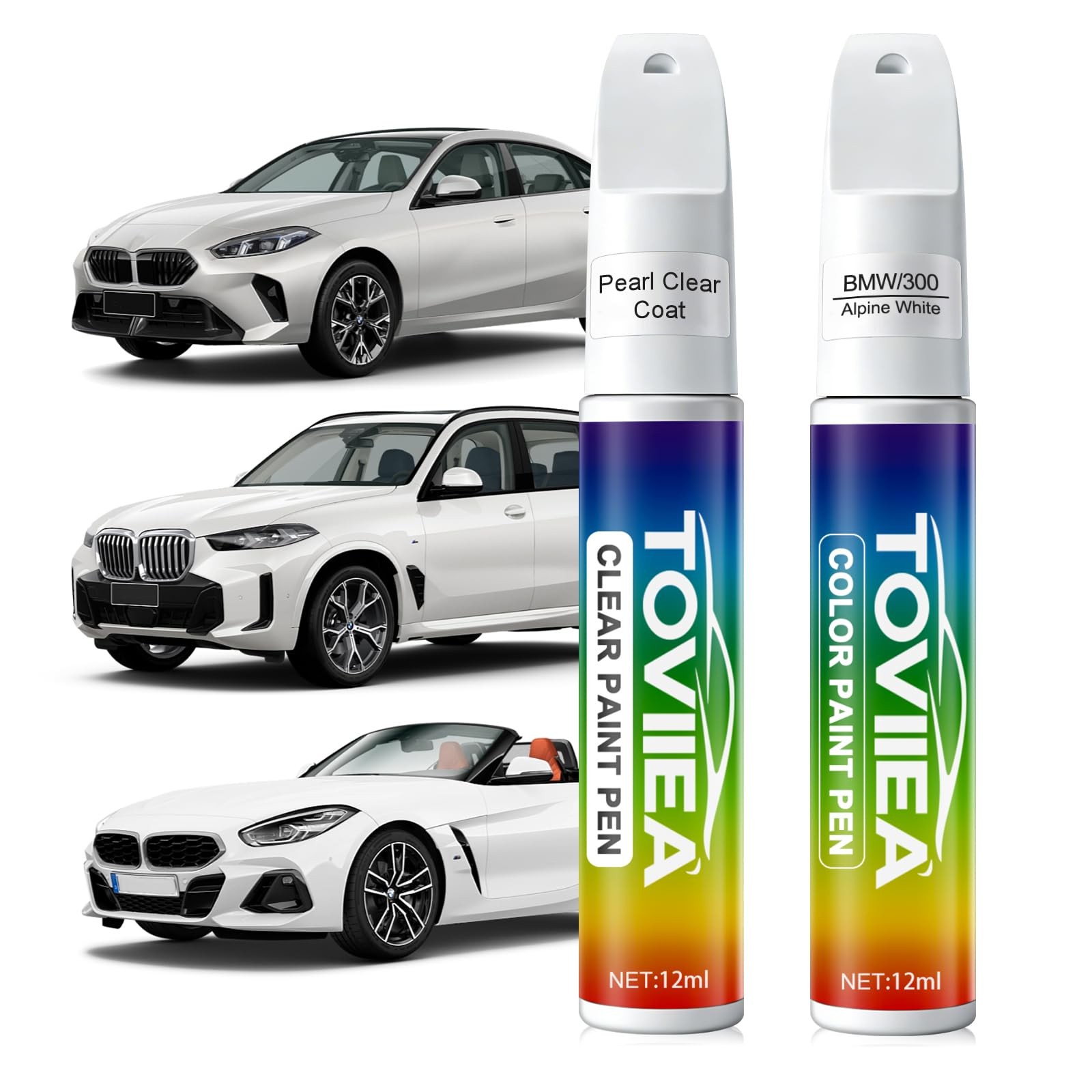 Alpine White Touch Up Paint for BMW  2in1 Car Scratch Repair Kit, 2 PCS