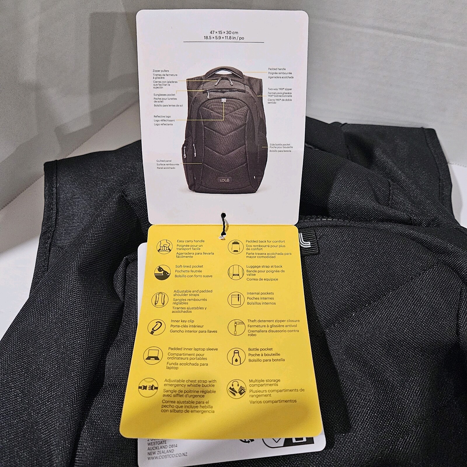 Lolë Quilted Nylon Backpack / Black/ New