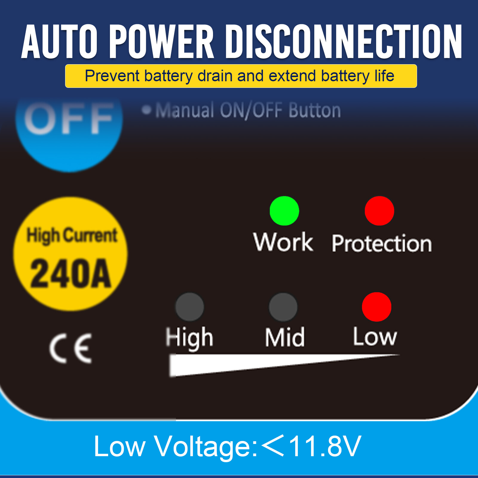12V 240A Remote Battery Disconnect Switch Kill Automatic Power Shut Off Switch