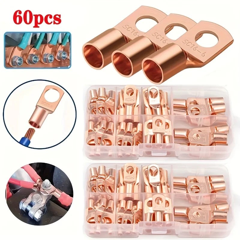 60PCS Copper Terminal Connector Kit - Electrical Wire Connectors for Wiring