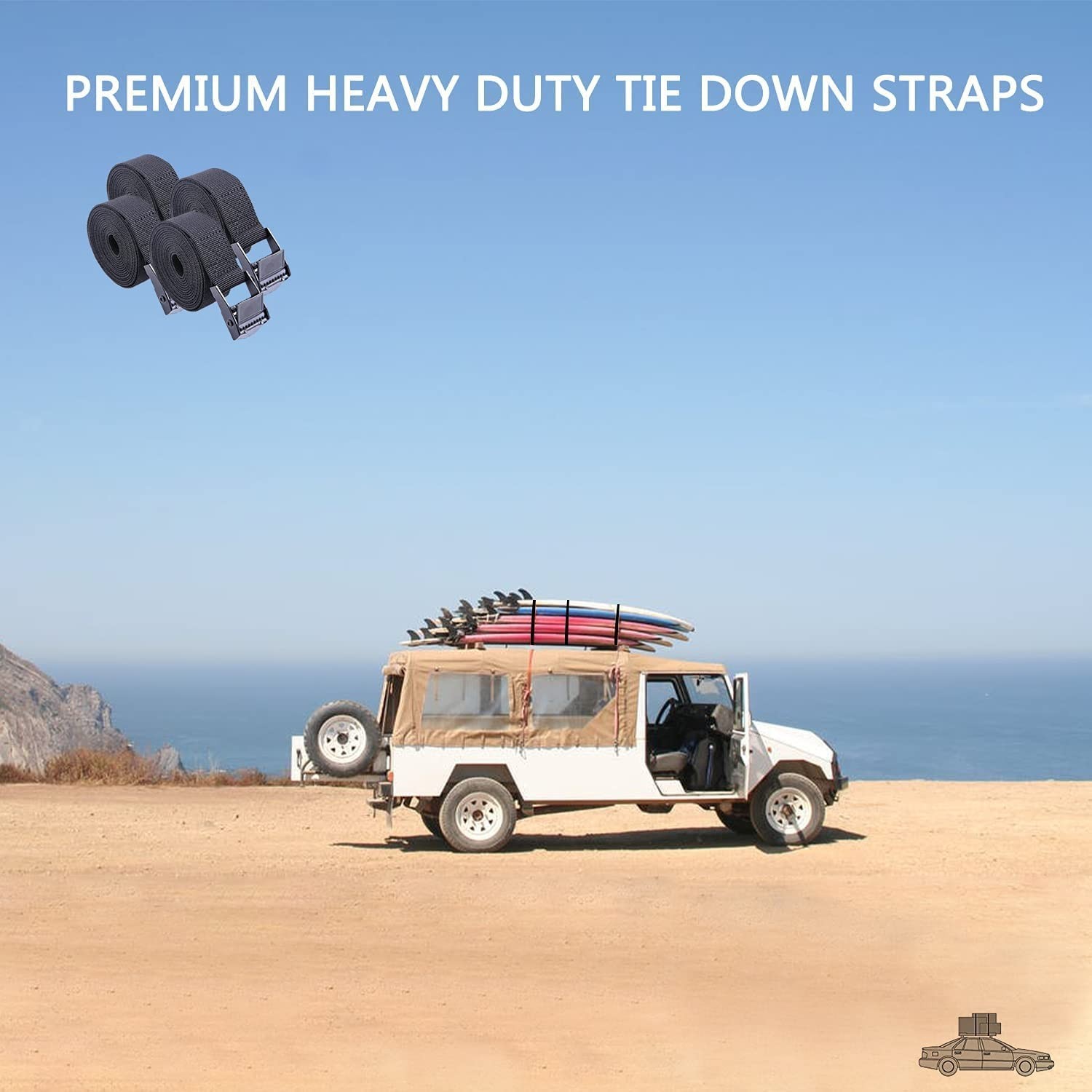 Premium Tie Down Nylon Strap - 2Pcs Cam Buckle Tie Down Straps Heavy Duty Sec...