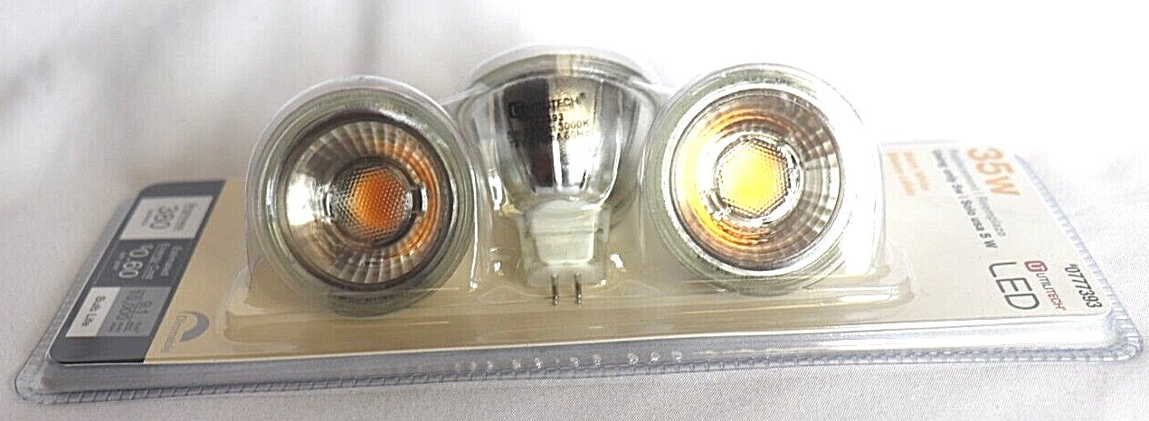 3 pack 35W Replacement LED bulbs, Warm White, MR16 Flood, *Choose Your Base*