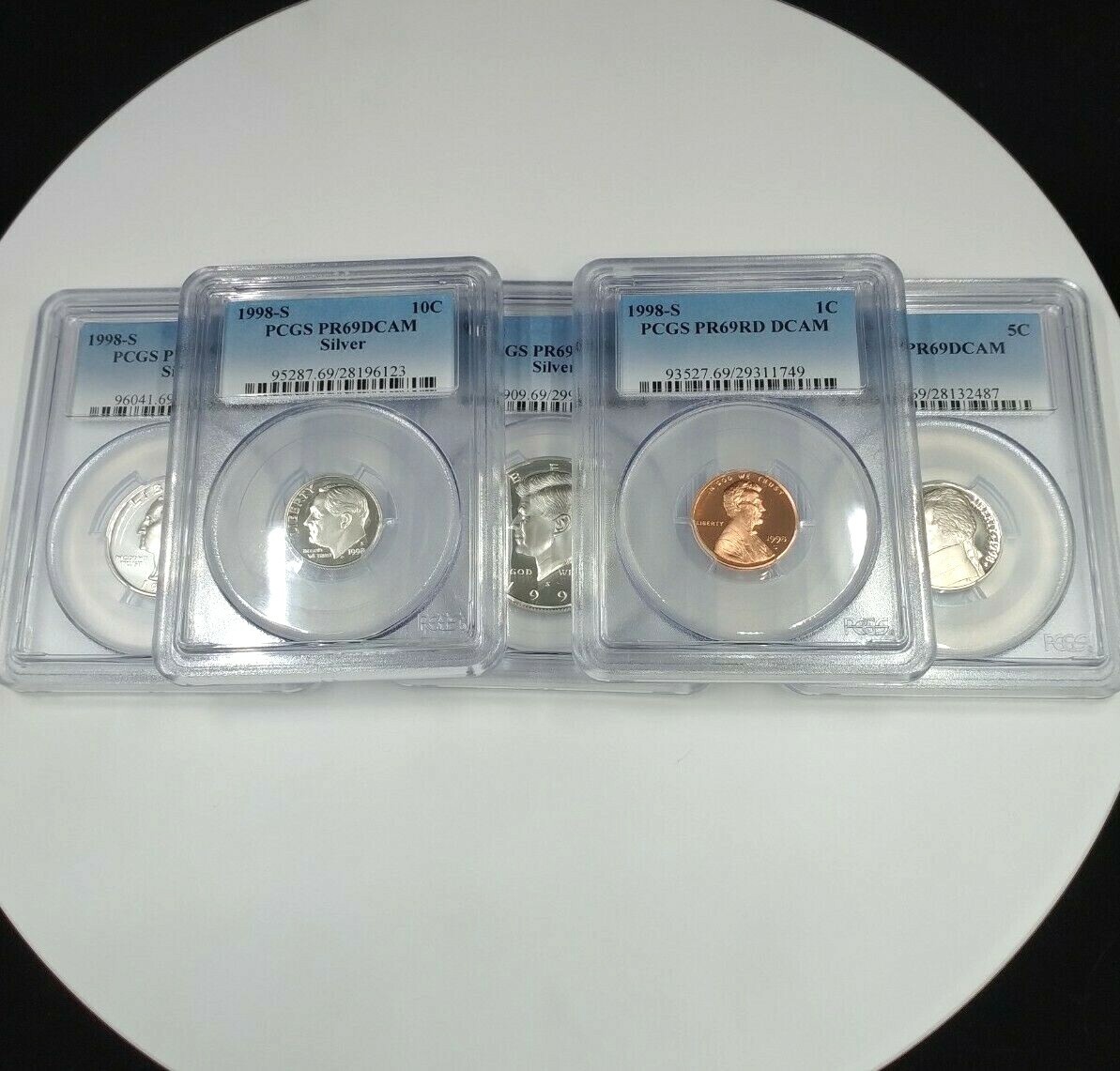 1998-S 5 coin set cent through half PCGS PR69 DCAM
