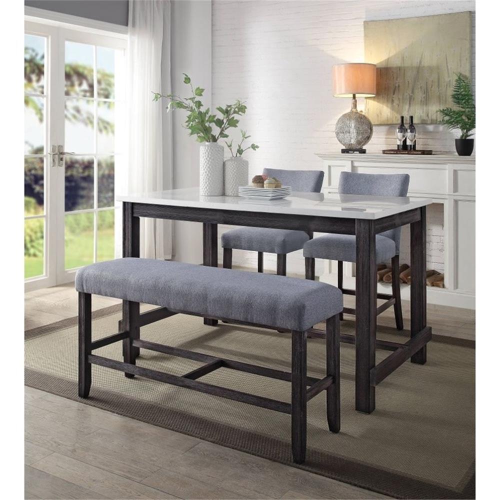 ACME Yelena Counter Height Chair (Set-2) in Fabric & Weathered Espresso