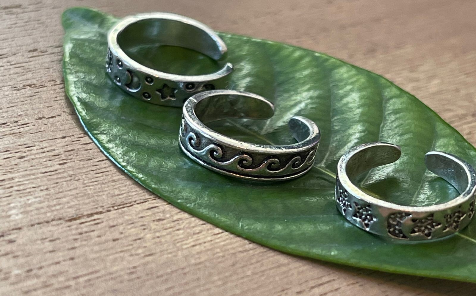 SILVER TONE Toe Finger Tip Ring Lot Of 3