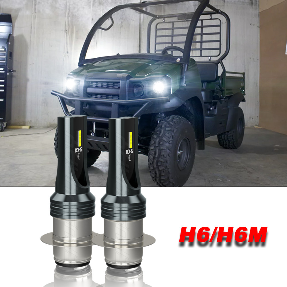 For Kawasaki Mule 600 610 3000 3010 2x H6M 80W 6000k LED Headlight White Bulbs