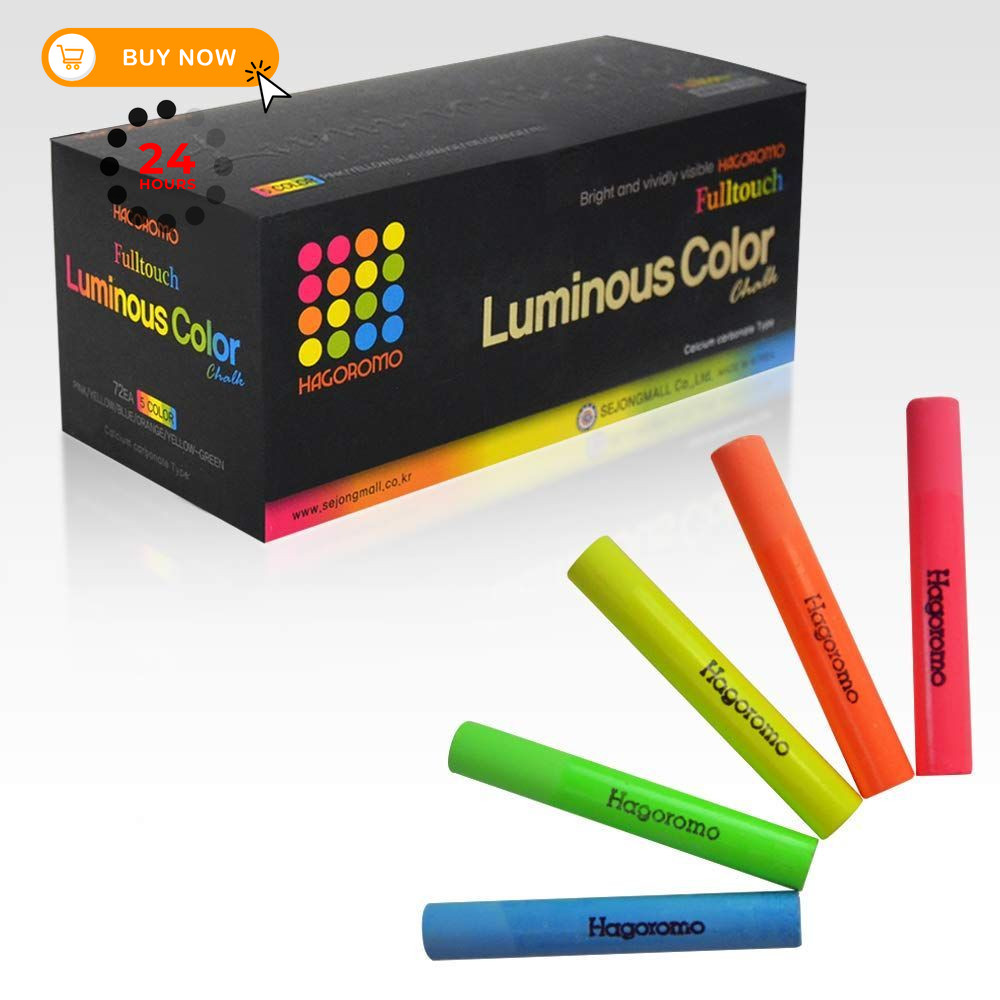 Hagoromo Fulltouch Luminous Chalk 1 Box, 72 Count (Pack of 1), 5 Color Mix